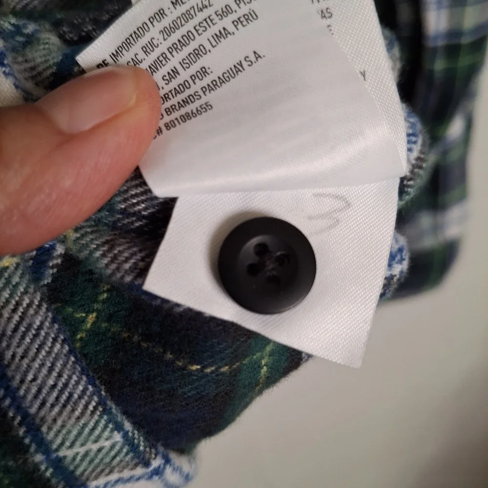 American Eagle Flannel Men's Medium Shirt Blue Green Plaid Tartan Outdoors‎ - Picture 7 of 13